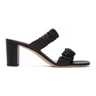 Staud Black Nappa Frankie Ruched Heeled Sandals