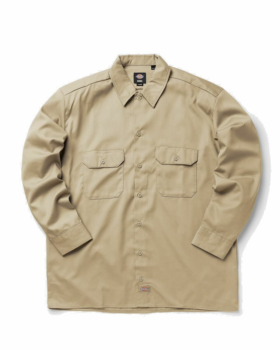 Photo: Dickies Work Shirt Ls Rec Beige - Mens - Longsleeves