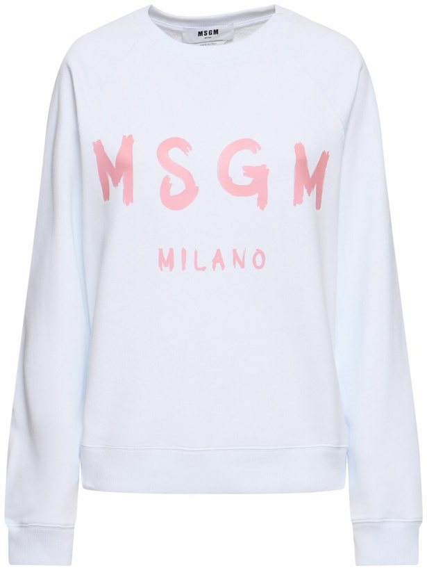 Photo: MSGM Logo Printed Cotton Sweatshirt