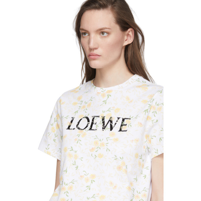 Loewe Flower Print Logo T-Shirt in Cream Cotton White ref.529996 - Joli  Closet