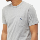 Maison Kitsuné Men's Navy Fox Patch Classic T-Shirt in Grey Melange