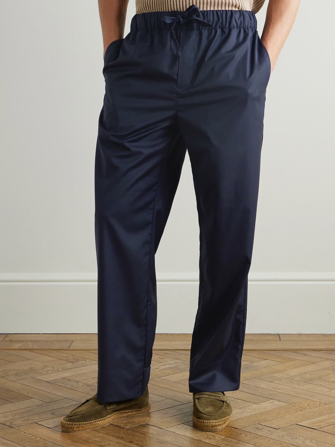 Frescobol Carioca - Luan Straight-Leg Wool Drawstring Trousers - Blue