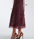 Simkhai Pauline feather-trimmed organza midi dress