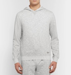 Ermenegildo Zegna - Embroidered Mélange Loopback Cotton-Jersey Hoodie - Men - Light gray