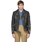 Schott Black Hand-Painted Leather Fitted Motorcycle Jacket