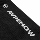 Men's AAPE Ribbed Logo Sock in Black