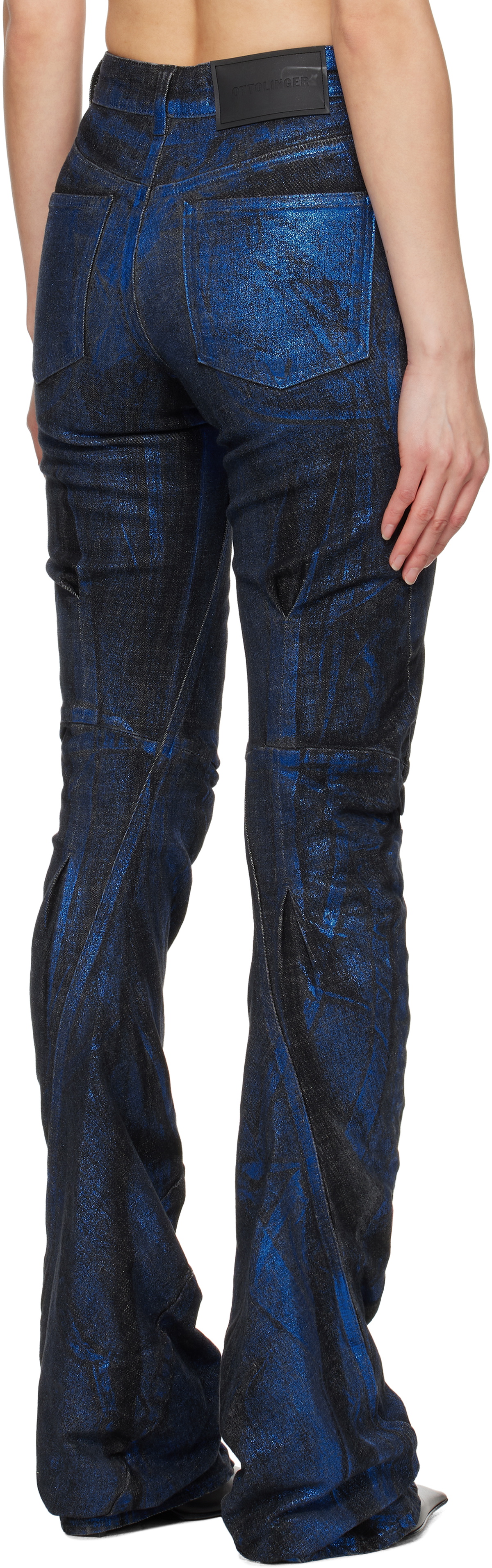 Ottolinger SSENSE Exclusive Black & Blue Drape Denim Jeans Ottolinger