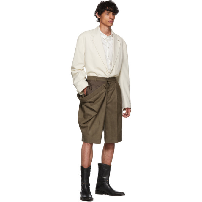 Hed Mayner Brown Merino Oversized Bermuda Shorts