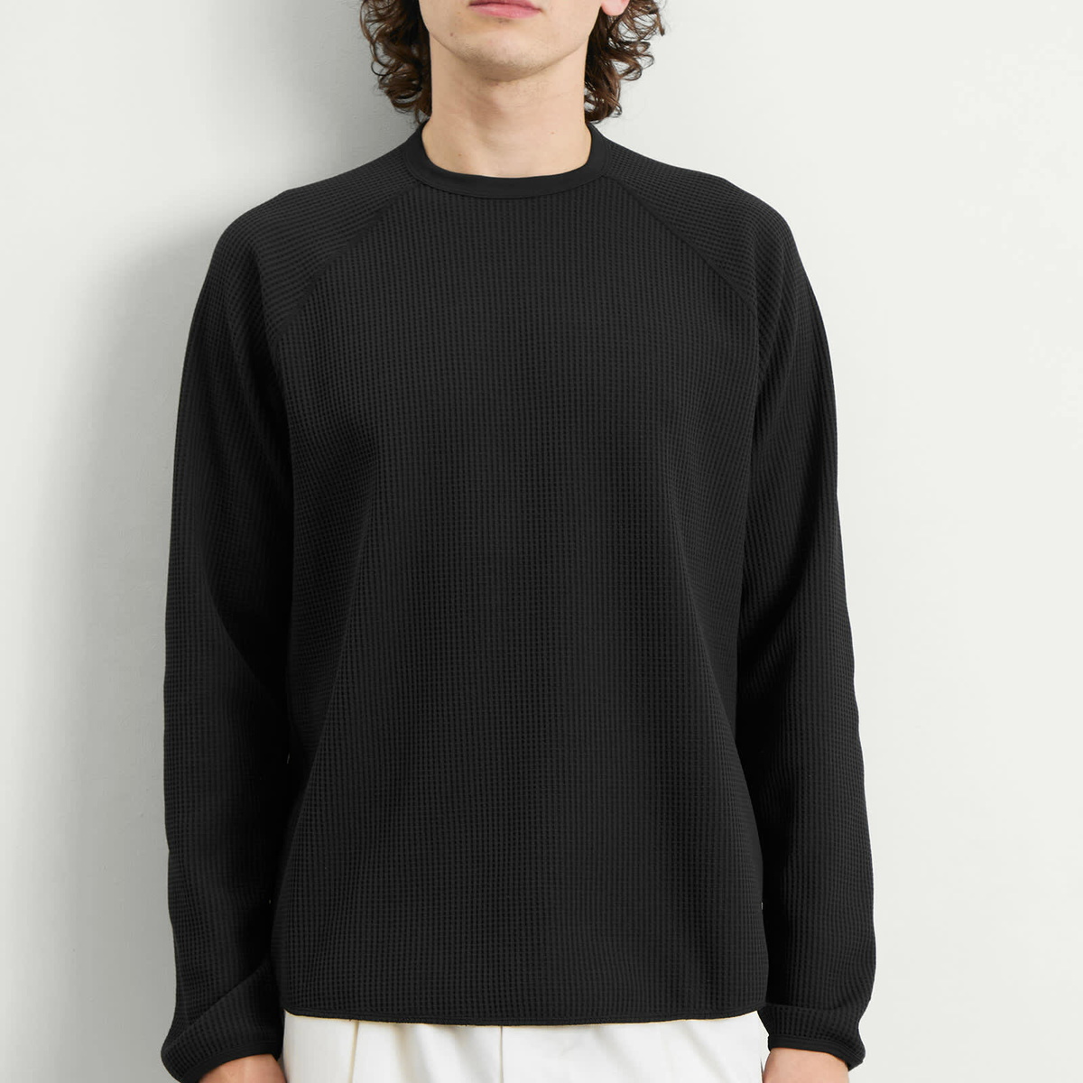 Goldwin Men's Waffle Light Long Sleeve T-Shirt in Black