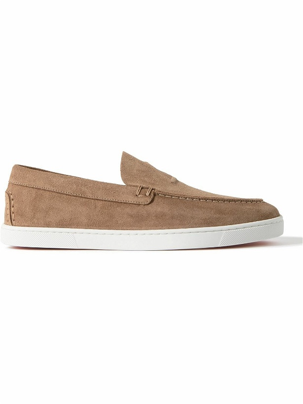Photo: Christian Louboutin - Varsiboat Logo-Embossed Suede Loafers - Brown