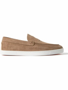 Christian Louboutin - Varsiboat Logo-Embossed Suede Loafers - Brown