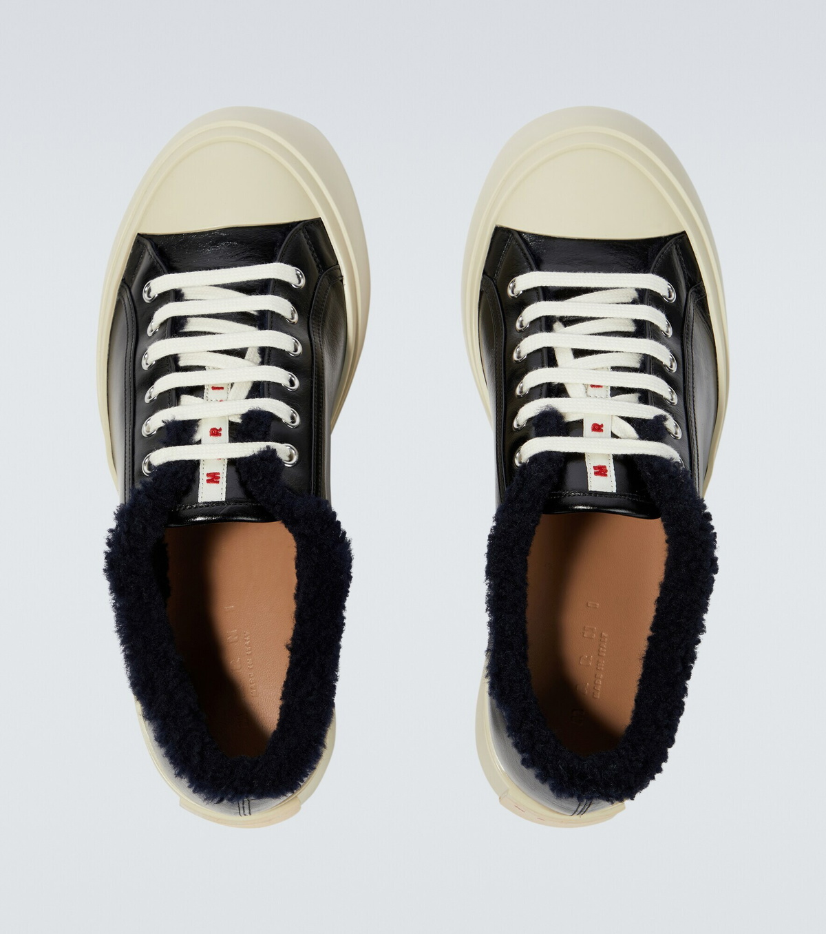 Marni - Pablo faux fur-trimmed sneakers Marni
