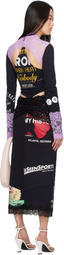 Marine Serre Black & Purple Regenerated T-Shirts & Lace Midi Dress