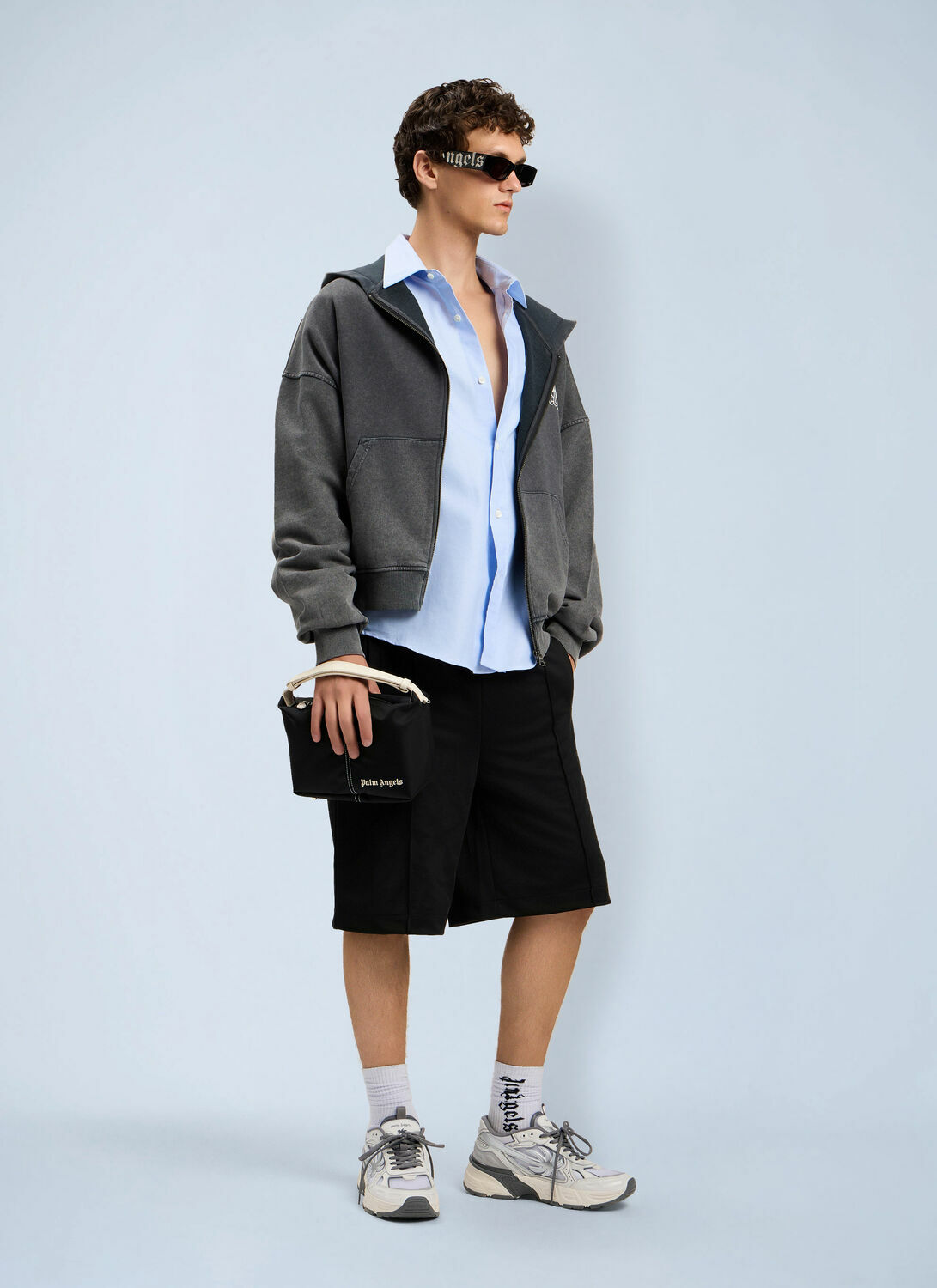 Palm Angels Back Curved Logo Track Shorts