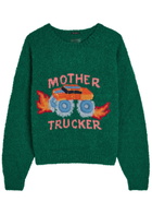Mother The Jumper Embroidered Brushed Bouclé Jumper Navy