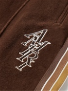 AMIRI - Stack Straight-Leg Striped Logo-Embroidered Cotton-Velour Track Pants - Brown