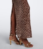 Là Fuori Scales of Gold embellished halterneck gown