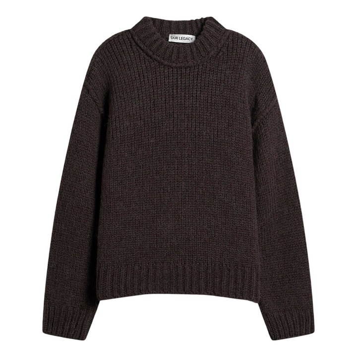Photo: Our Legacy Men's Bear Mega Alpaca Wool Mock Roundneck in Brown