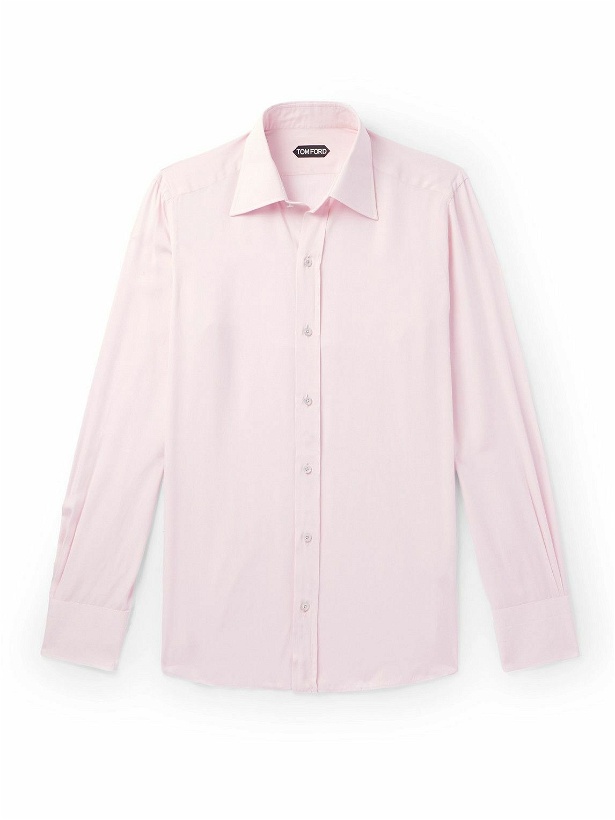 Photo: TOM FORD - Cutaway-Collar Lyocell-Blend Poplin Shirt - Pink