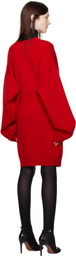 MARIE ADAM-LEENAERDT Red Fitted Back Sweater Minidress