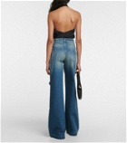 Peter Do Distressed high-rise wide-leg jeans