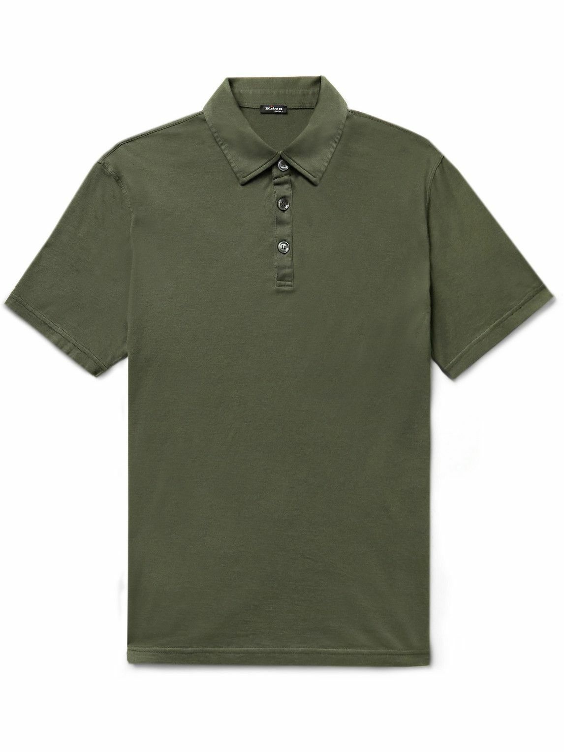 Kiton - Cotton and Cashmere-Blend Jersey Polo Shirt - Green Kiton