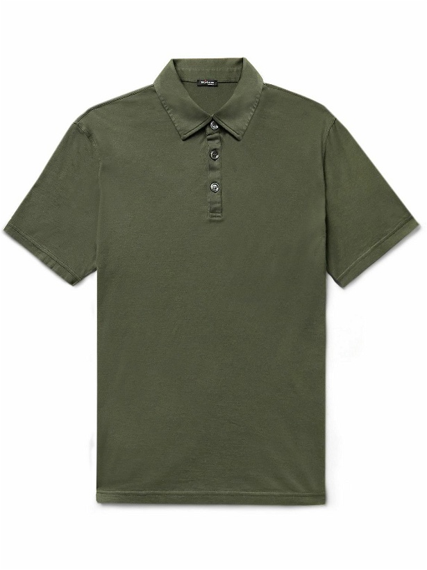 Photo: Kiton - Cotton and Cashmere-Blend Jersey Polo Shirt - Green