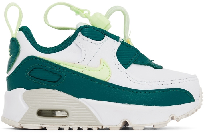 Photo: Nike Baby Green & White Air Max 90 Toggle Sneakers