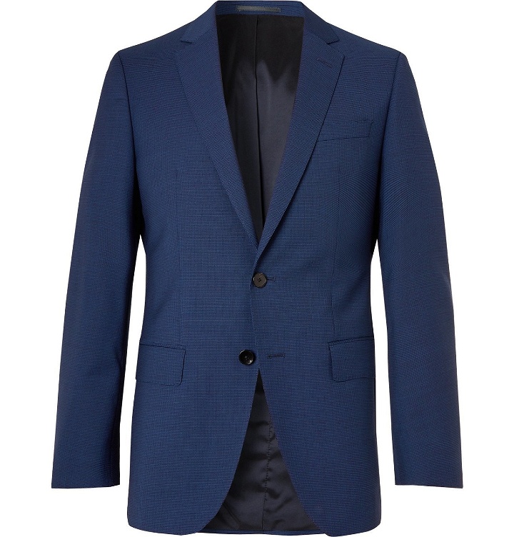 Photo: Hugo Boss - Huge Micro-Checked Virgin Wool Suit Jacket - Blue