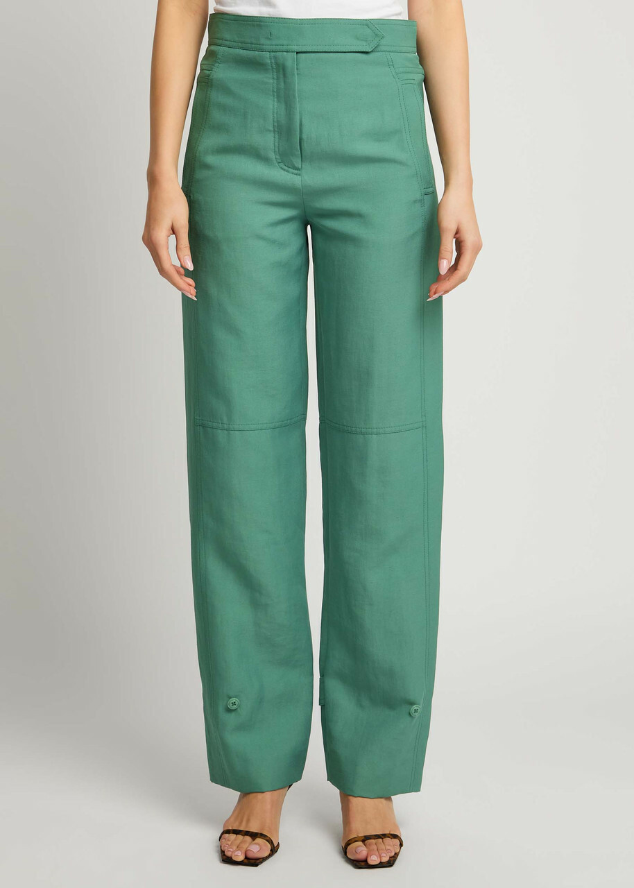 Dorothee Schumacher Summer Cruise Tapered Woven Trousers Green