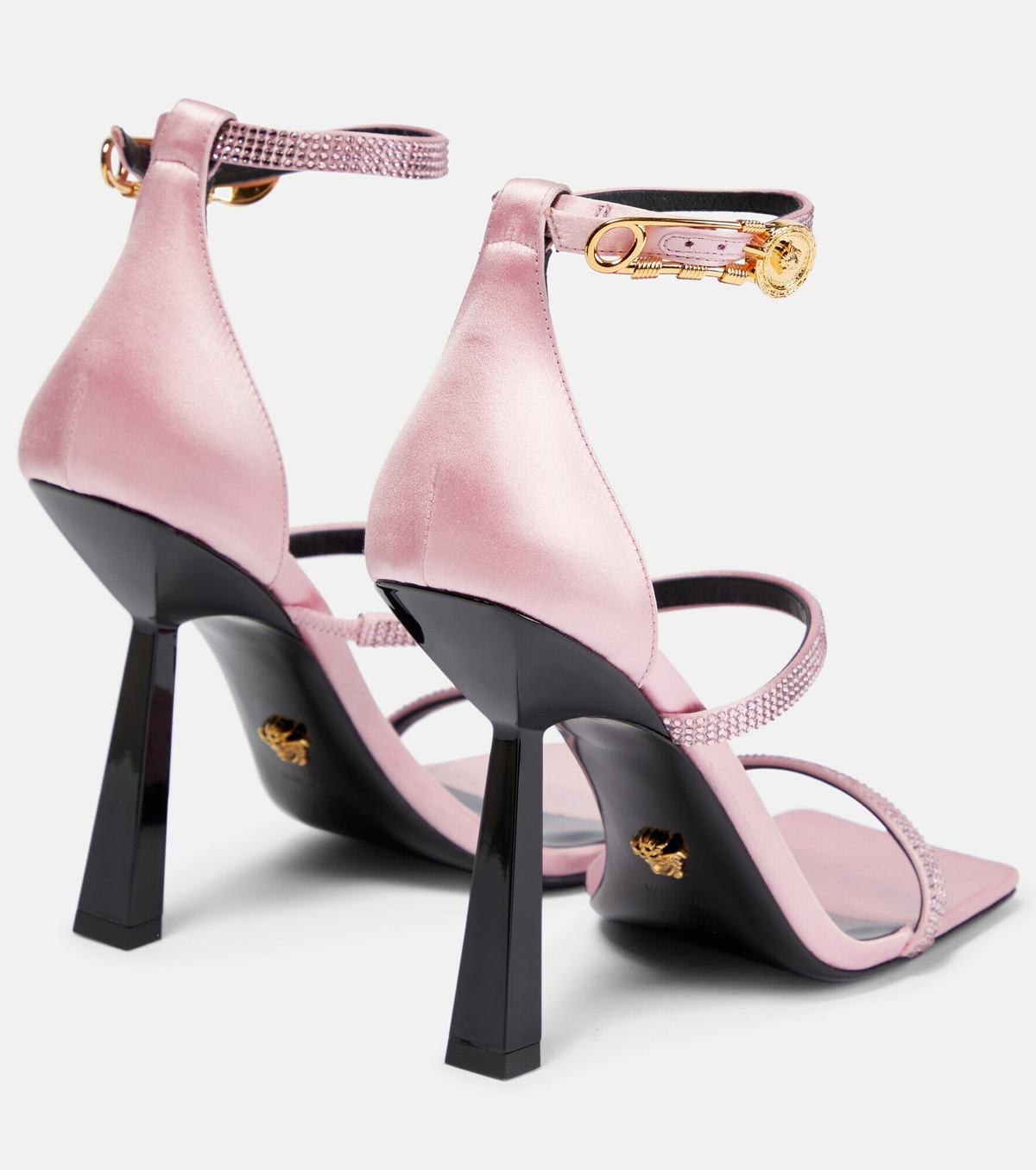 Versace - Fendace embellished satin sandals Versace