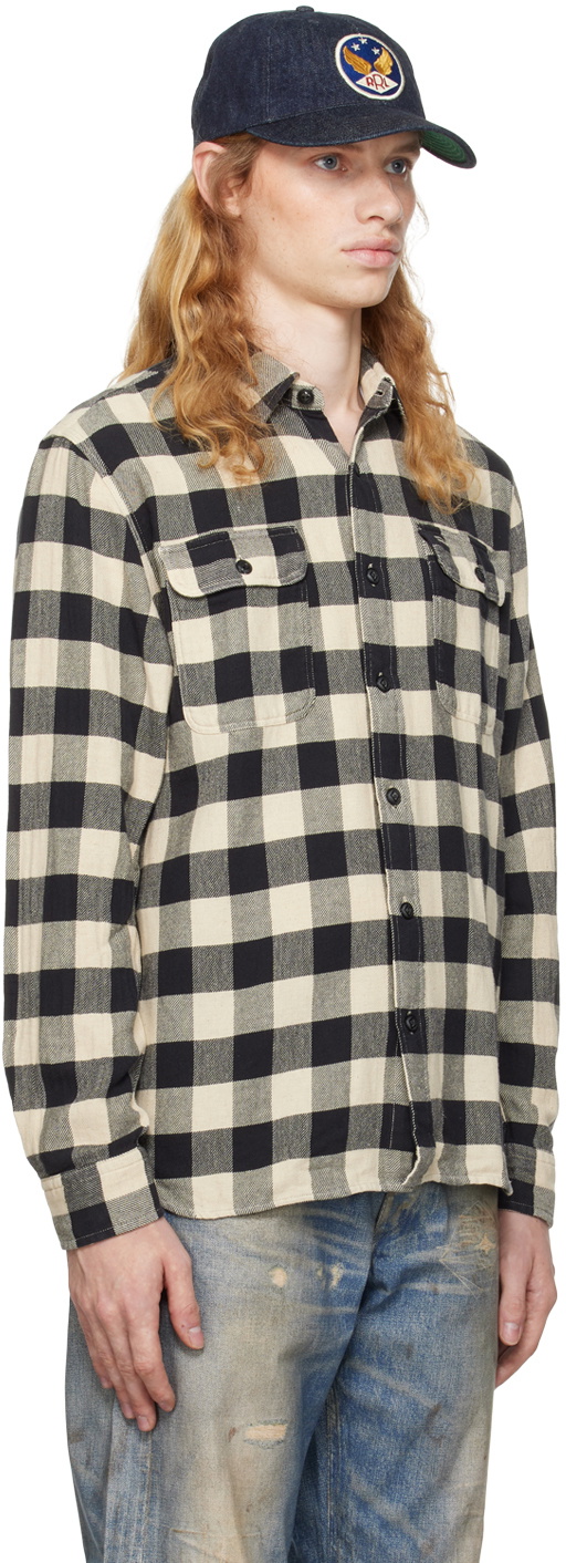 RRL Black & Off-White Buffalo Check Work Shirt RRL