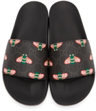 Gucci Black Bee Print Slides