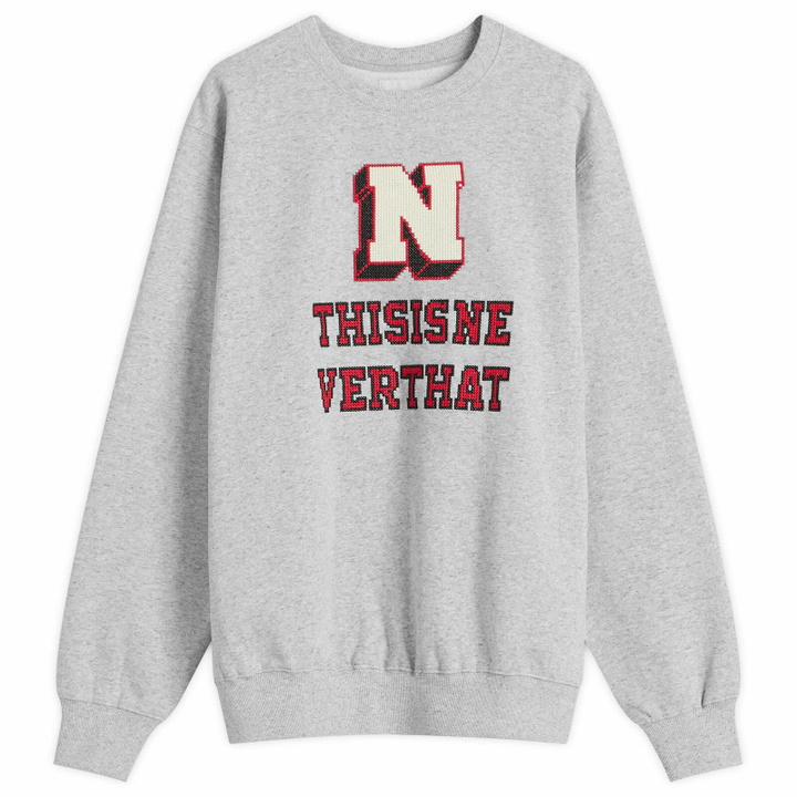Photo: thisisneverthat Men's Cross Stitched Crew Sweatshirt in Grey Heather