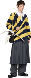 Charles Jeffrey LOVERBOY Yellow & Navy Topsy Turvy Polo