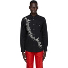 Alexander McQueen Black Embroidered Denim Shirt