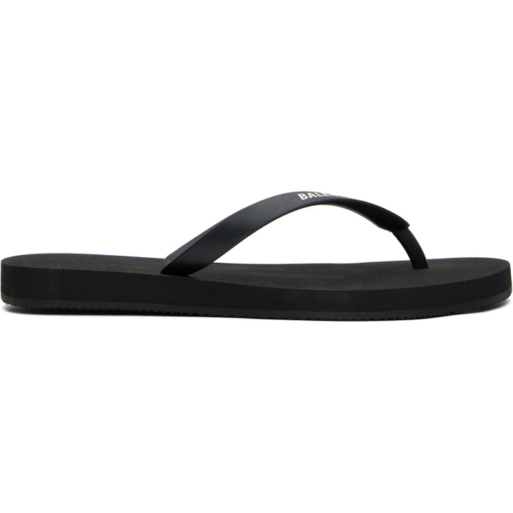 Photo: Balenciaga Black Logo Flip-Flops