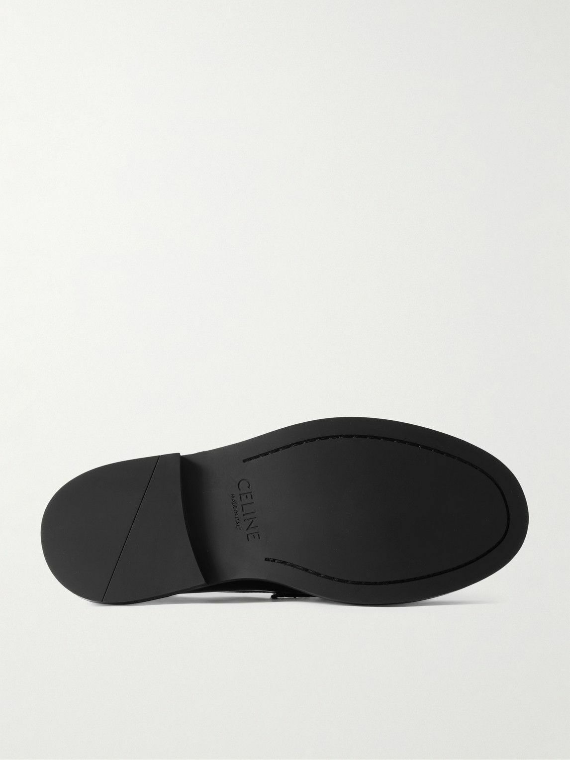 CELINE - Logo-Embellished Fringed Leather Loafers - Black