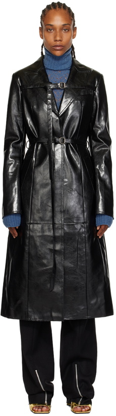 Photo: JUNEYEN Black Vented Faux-Leather Coat