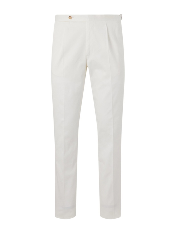 Photo: De Petrillo - Straight-Leg Cotton-Blend Twill Trousers - White