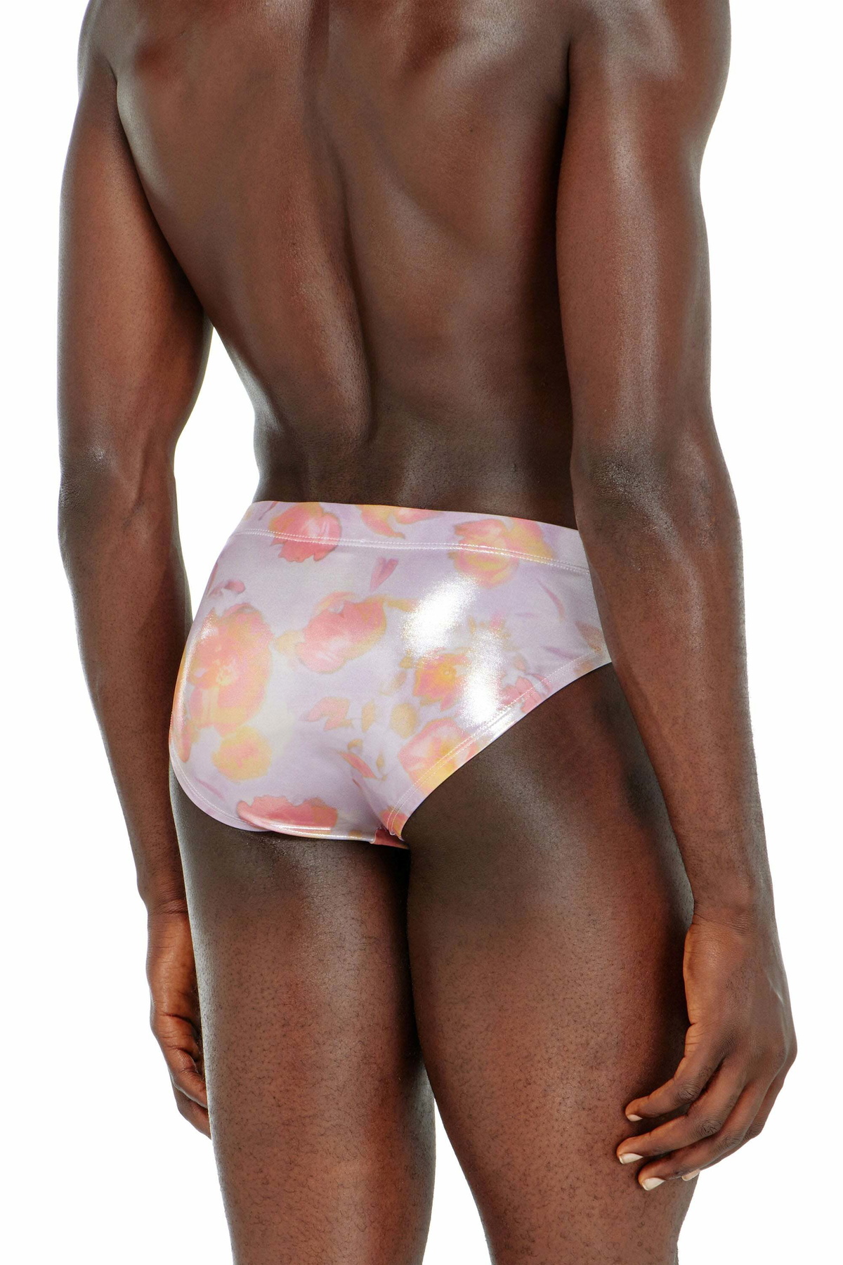 Diesel Metallic swim briefs with floral print - Swim briefs - Man -