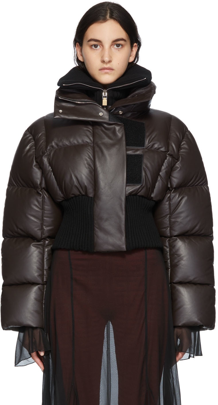 Givenchy Brown Leather Puffer Jacket Givenchy