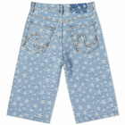 ERL Star Jacquard Denim Short in Light Blue