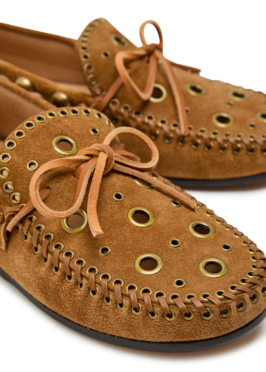 Isabel Marant Fitza Studded Suede Loafers Tan
