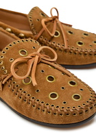 Isabel Marant Fitza Studded Suede Loafers Tan