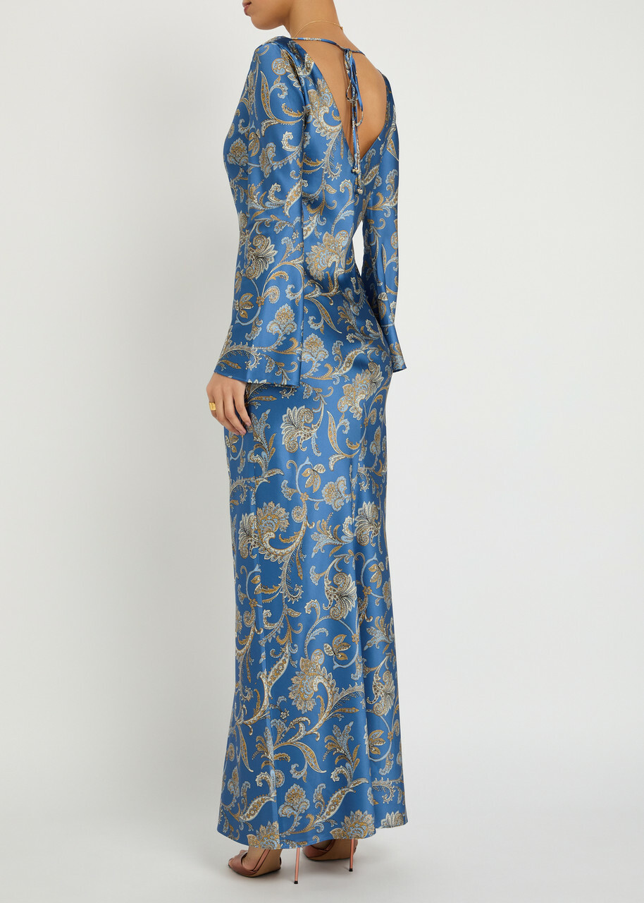 Veronica Beard Ember Paisley-print Silk-blend Maxi Dress Blue
