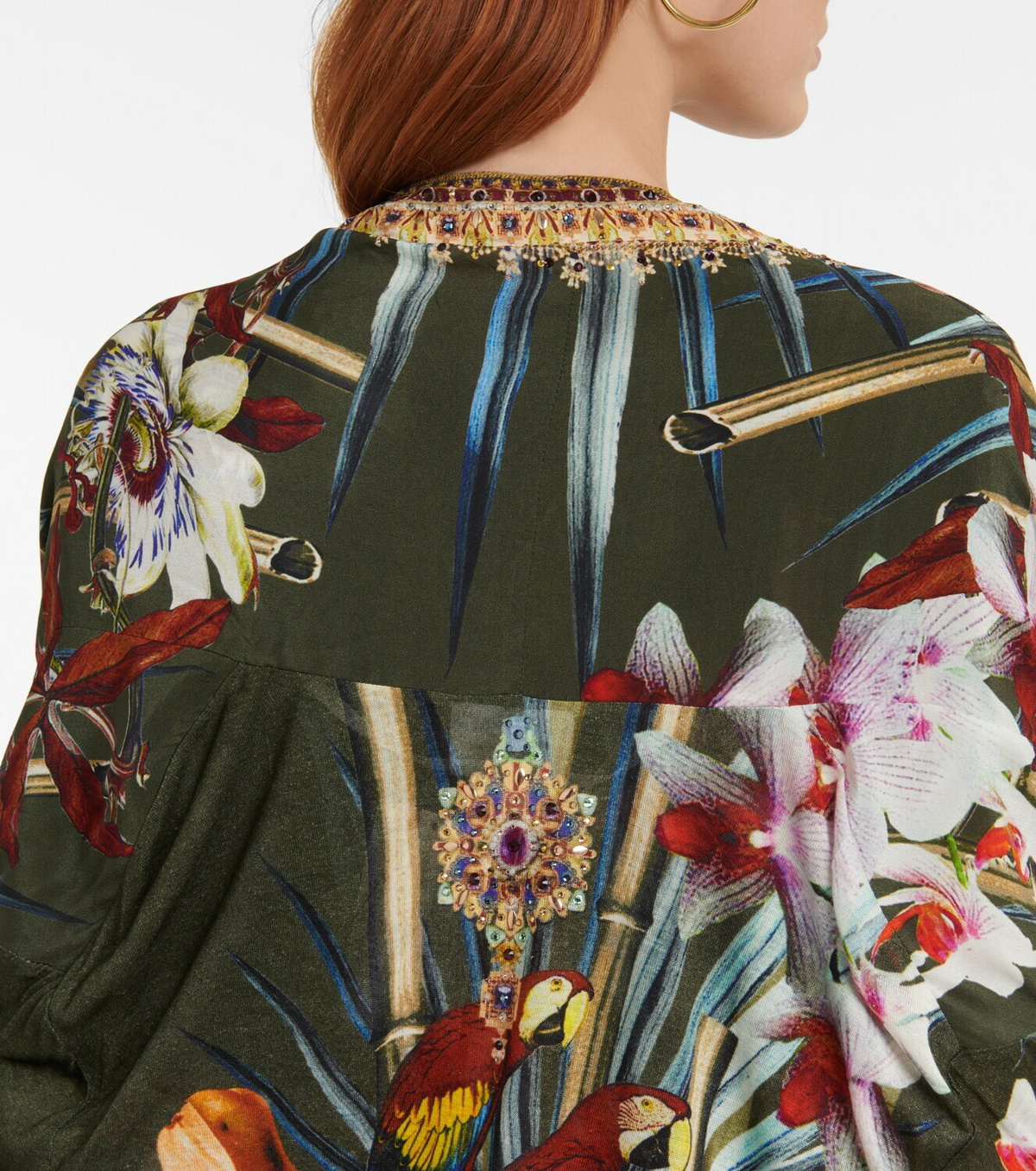 Camilla Embellished floral silk beach cover-up