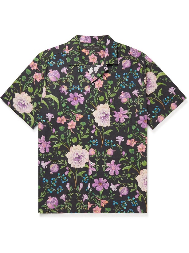 Photo: Desmond & Dempsey - Persephone Camp-Collar Floral-Print Organic Cotton-Poplin Pyjama Shirt - Black