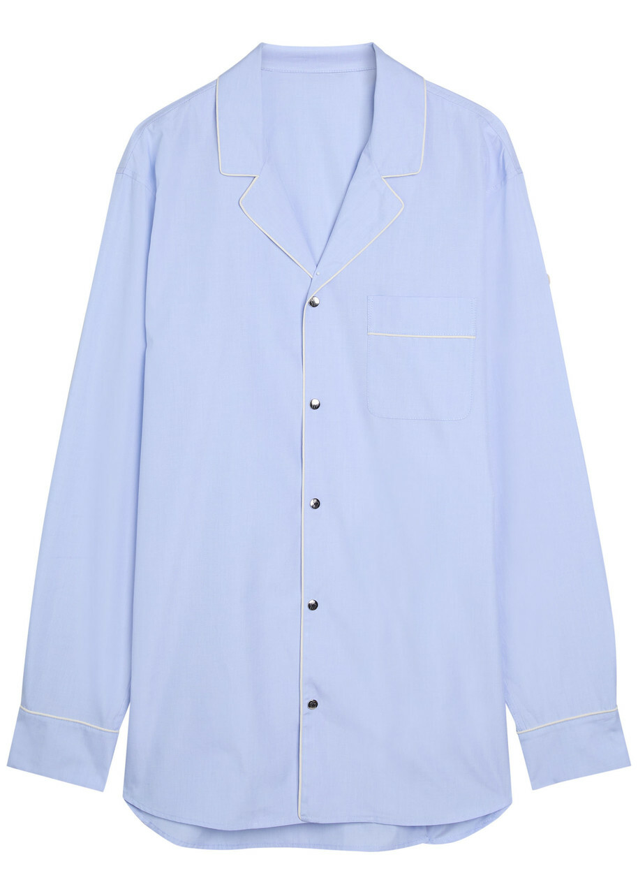 Moncler Logo-appliquéd Cotton Shirt Blue