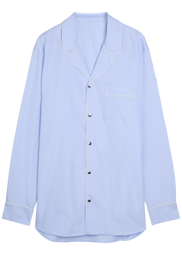 Photo: Moncler Logo-appliquéd Cotton Shirt Blue